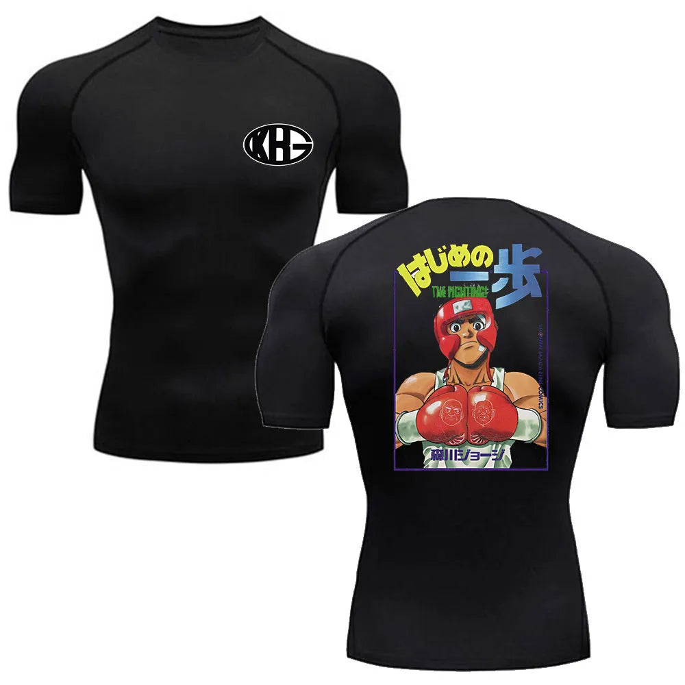 "OLD LION" - Genji - Hajime No Ippo Anime Gym Compression Fit T-Shirts