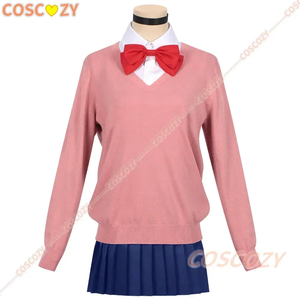 Momo Ayase Cosplay Costume Wig Anime Dandadan Sweater Skirt School Uniform Earrings Choker Socks Christmas Party for Girls Women