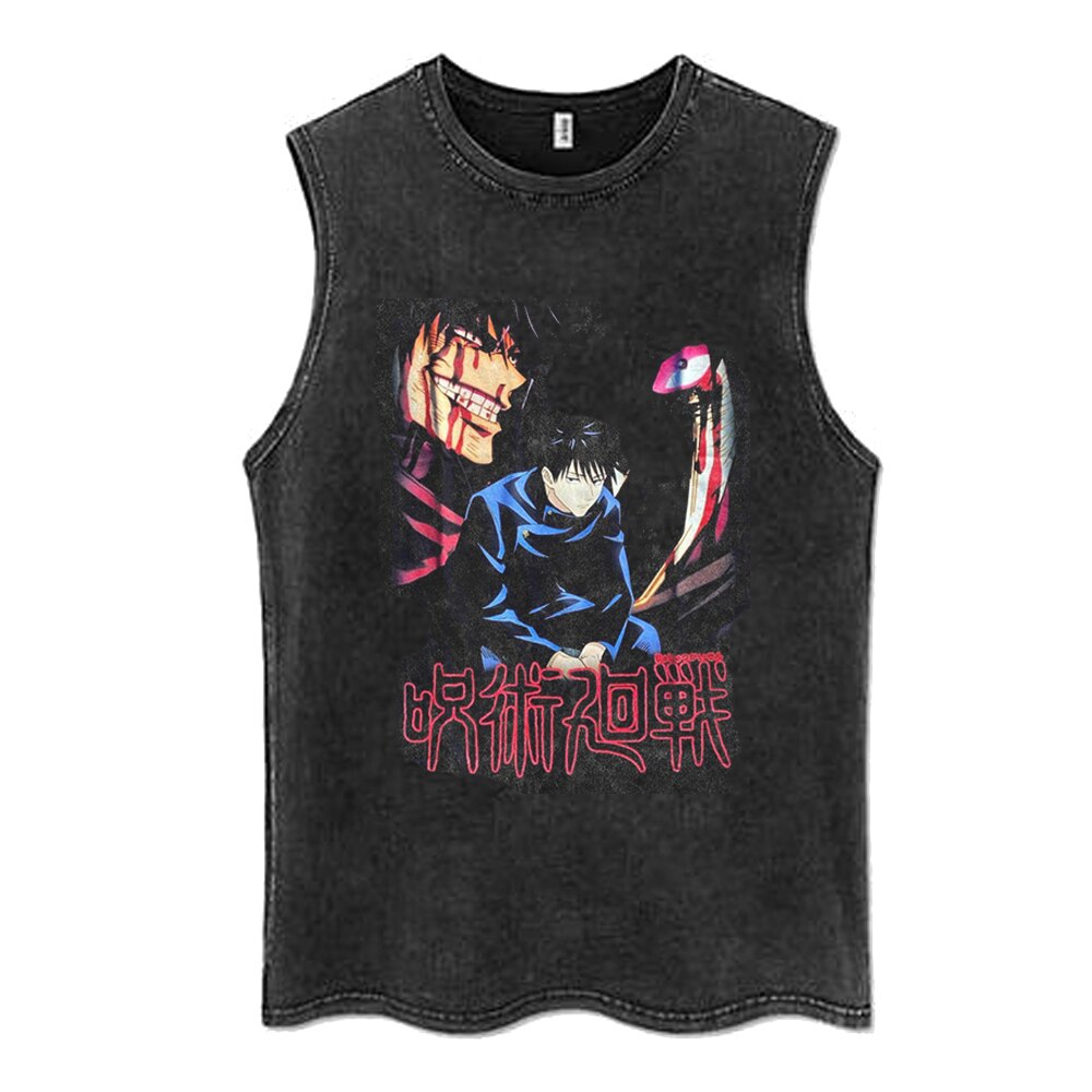 Jujutsu Kaisen Anime Vintage Washed Megumi Sleeveless Tank Tops