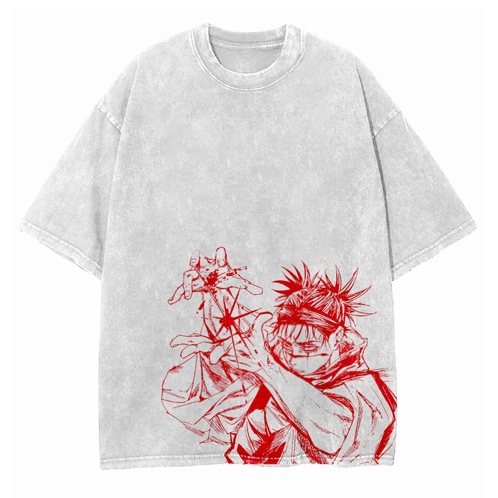 "BLOOD. POWER. CHOSO" - Choso - JJK Anime Vintage Washed Oversized T-Shirt