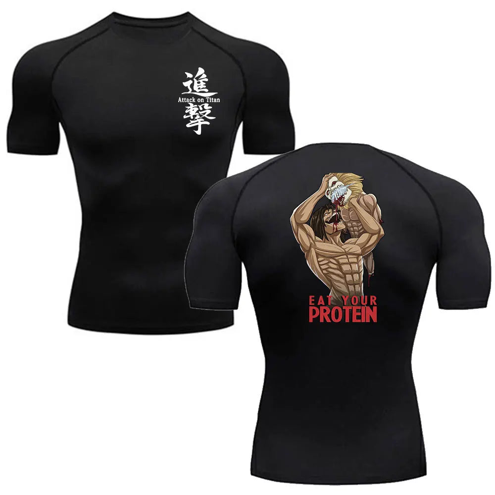 "THE WALLS FURY" - Eren Yeager - AOT Anime Gym Compression Fit T-Shirts | 3 Options