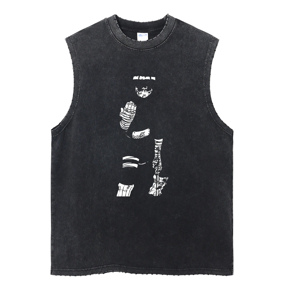 "HANDSOME DEVIL" - Rock Lee -  Naruto Anime Vintage Washed Tank Top