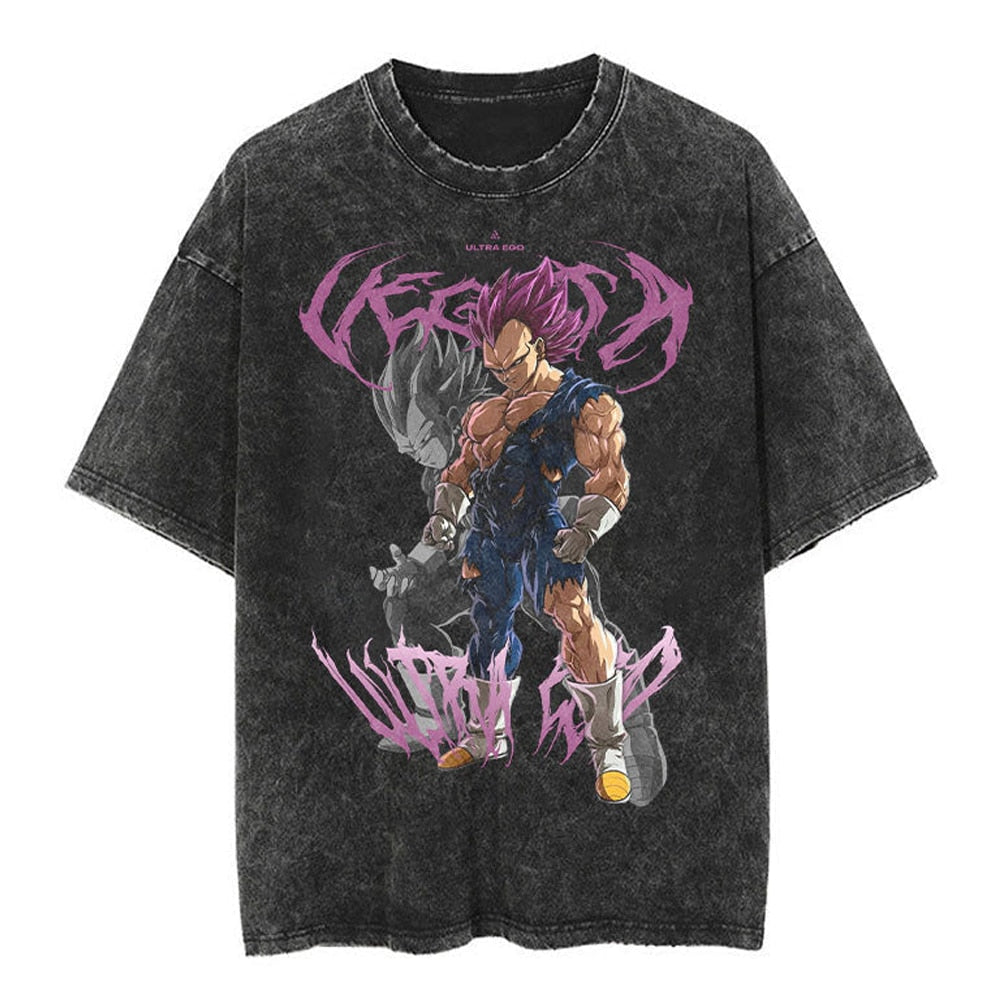 "EGO" - DBZ  Anime Vegeta Oversized Vintage Washed T-Shirts