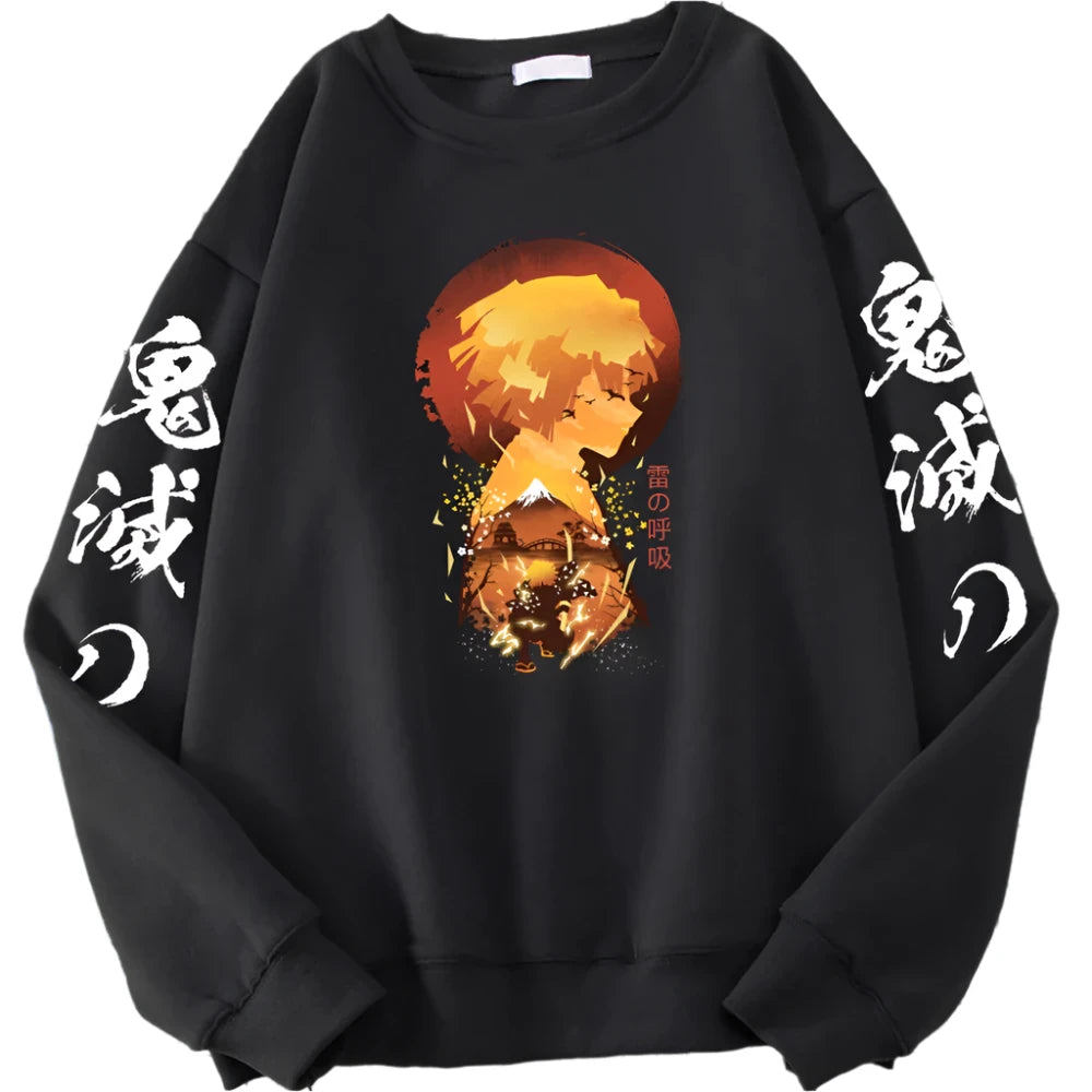 "YELLOW FLASH" - Zenitsu - Demon Slayer Anime Vintage Washed Oversized Sweatshirt