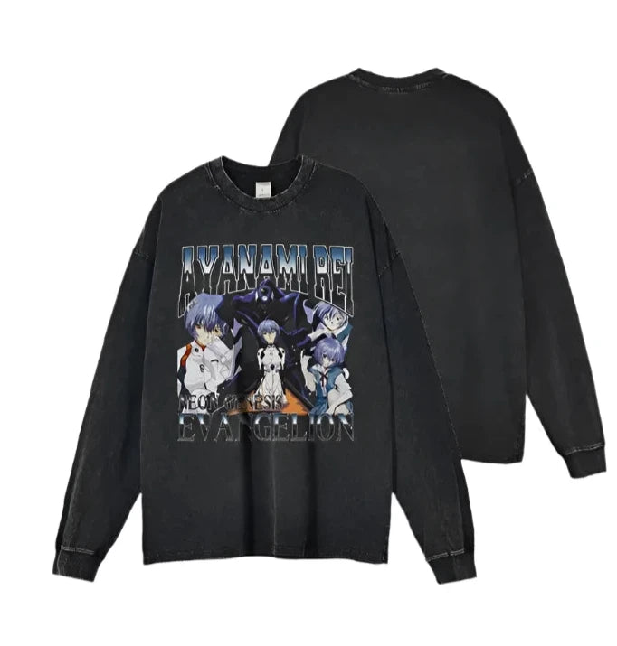 "THE DOLL" - Rei Ayanami - Neon Genesis Evangelion Vintage Washed Sweatshirts