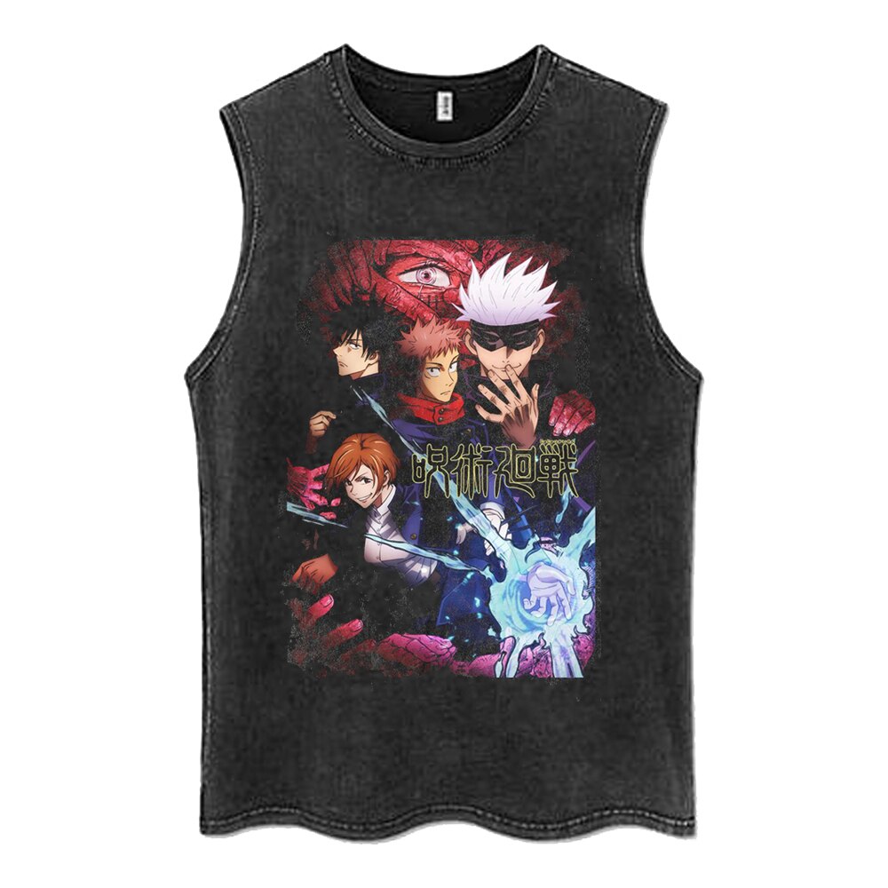 "FIRST YEARS" - Jujutsu Kaisen Anime Vintage Washed Sleeveless Tank Tops