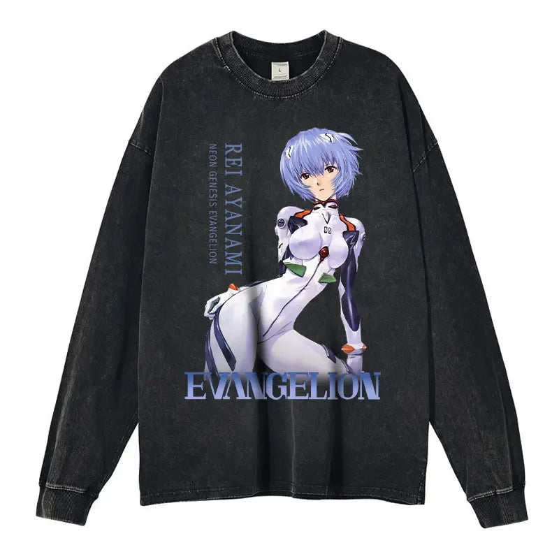 "THE ENIGMA" - Rei Ayanami - Neon Genesis Evangelion Vintage Washed Sweatshirt