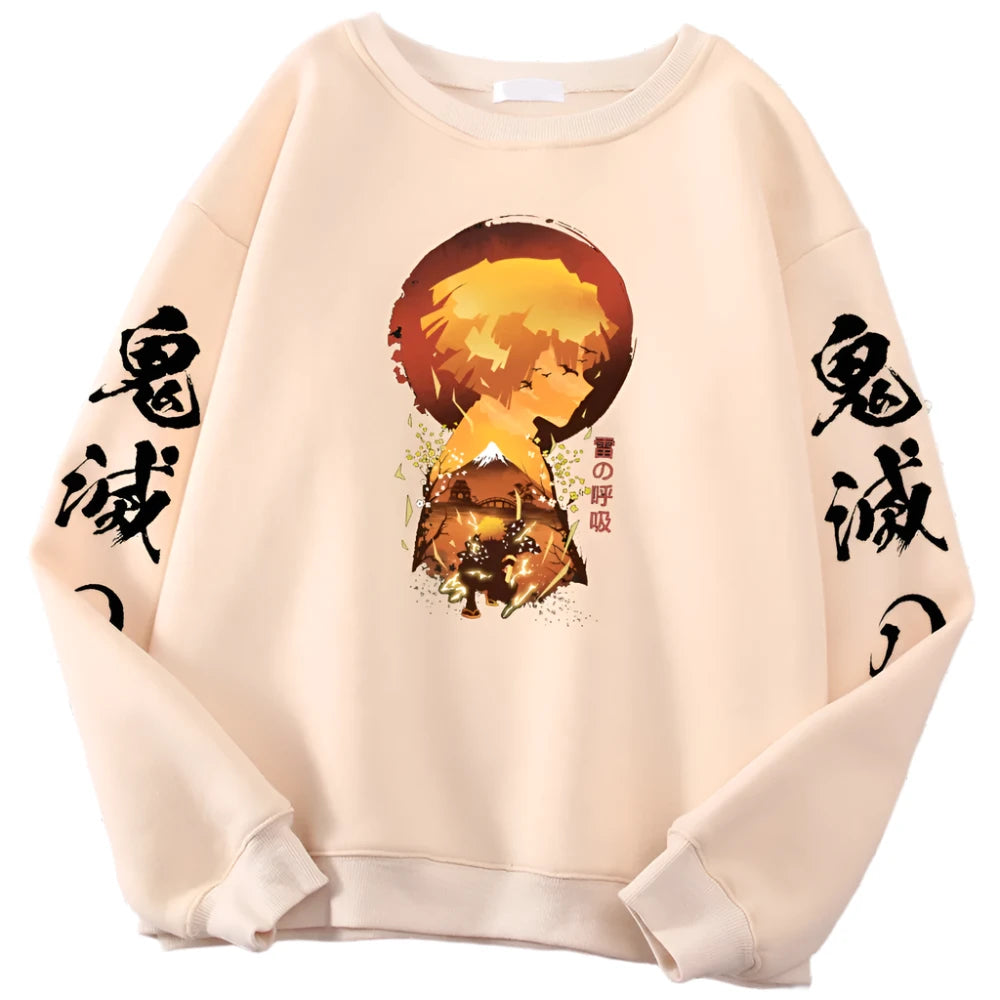 "YELLOW FLASH" - Zenitsu - Demon Slayer Anime Vintage Washed Oversized Sweatshirt