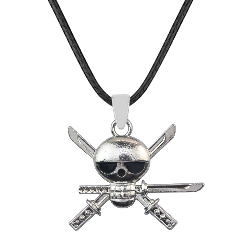 Anime Necklace Luffy Ace Pirate Skull Hat Pendant Bead Chain Choker Man Cartoon Necklaces Charm Gift Jewelry