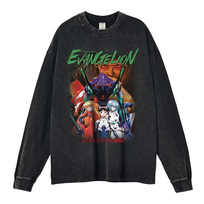 "ANGELS AND DEMONS" - Neon Genesis Evangelion Vintage Washed Sweatshirts