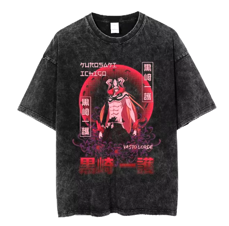 "HOLLOW MENACW" - Ichigo - Bleach Anime Oversized Vintage Washed T-Shirts