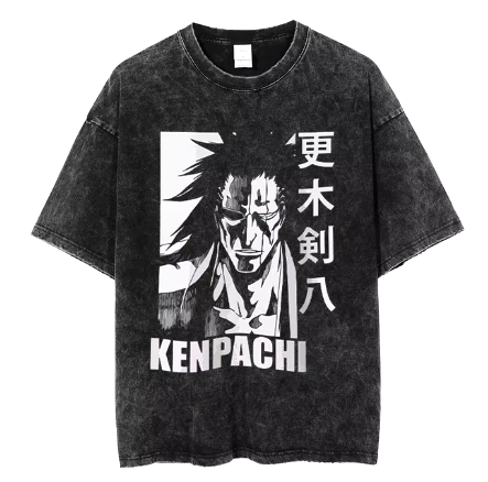 "ELEVENTH BLADE" - Kenpachi Zaraki - Bleach Anime Oversized Vintage Washed T-Shirts