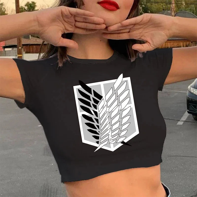 Anime - Streetwear - "WINGS OF FREEDOM" - Attack On Titan Anime Crop Tops | 8 Options - Alpha Weebs