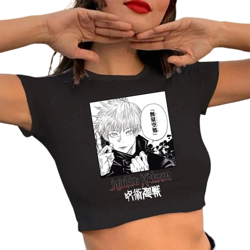 "WORDS OF WAR" - Jujutsu Kaisen Anime Gojo Crop-Tops | 2 Colors