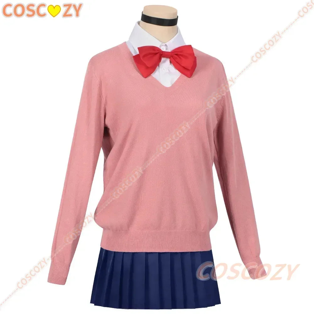 Momo Ayase Cosplay Costume Wig Anime Dandadan Sweater Skirt School Uniform Earrings Choker Socks Christmas Party for Girls Women