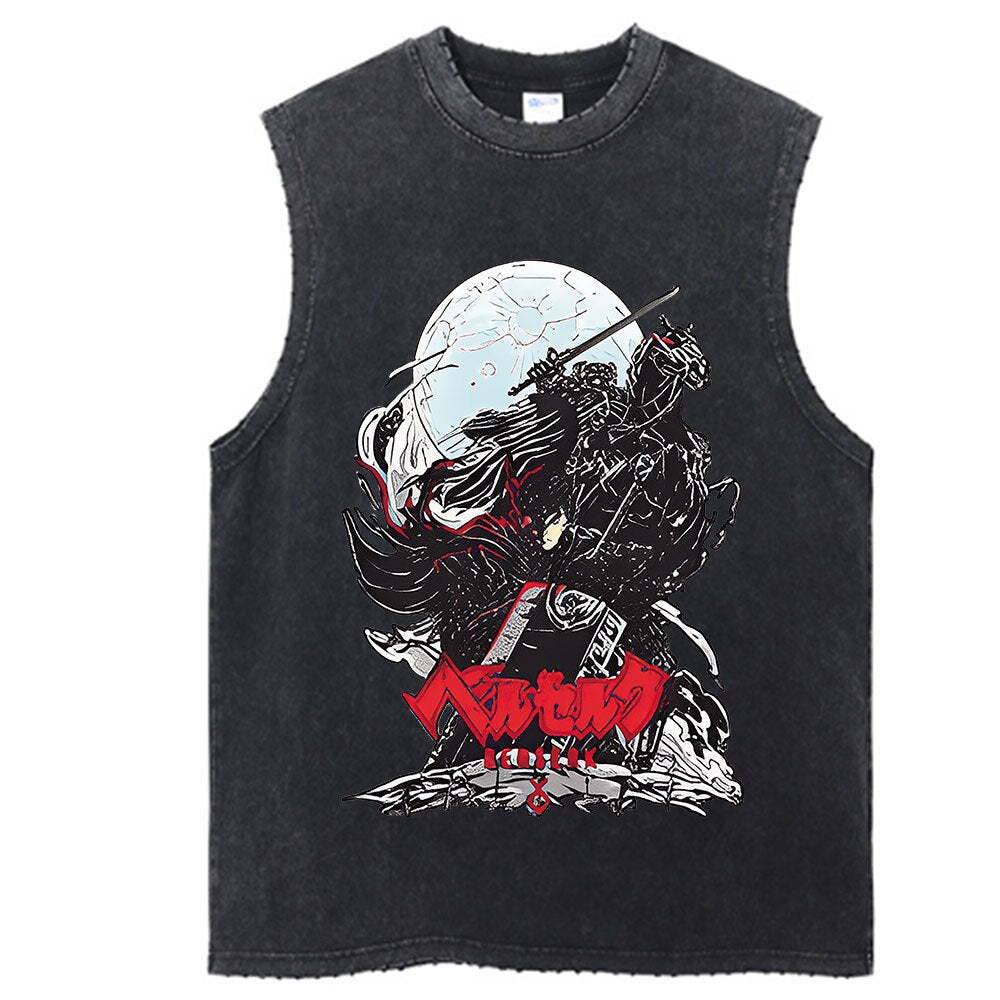 Berserk Anime Vintage Washed Guts Sleeves Tank Top