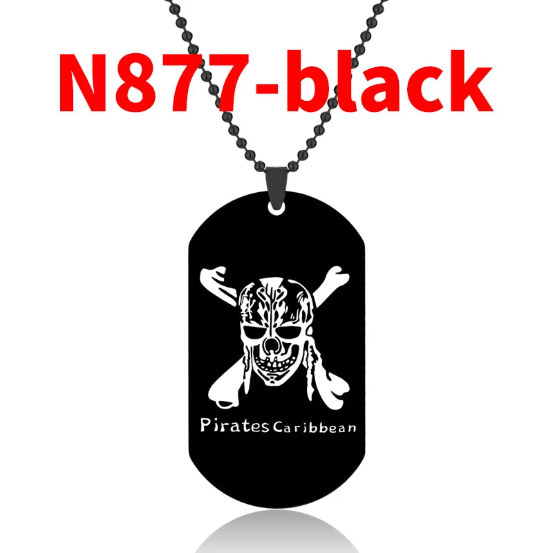 Anime Necklace Luffy Ace Pirate Skull Hat Pendant Bead Chain Choker Man Cartoon Necklaces Charm Gift Jewelry