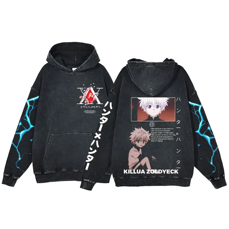 "ICE PRINCE" - Killua - Hunter X Hunter Anime Vintage Washed Hoodies