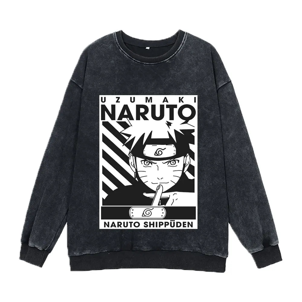 "RASENGAN MASTER" - Uzumaki - Naruto Anime Vintage Washed Oversized Sweatshirts