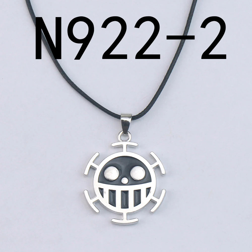 Anime Necklace Luffy Ace Pirate Skull Hat Pendant Bead Chain Choker Man Cartoon Necklaces Charm Gift Jewelry