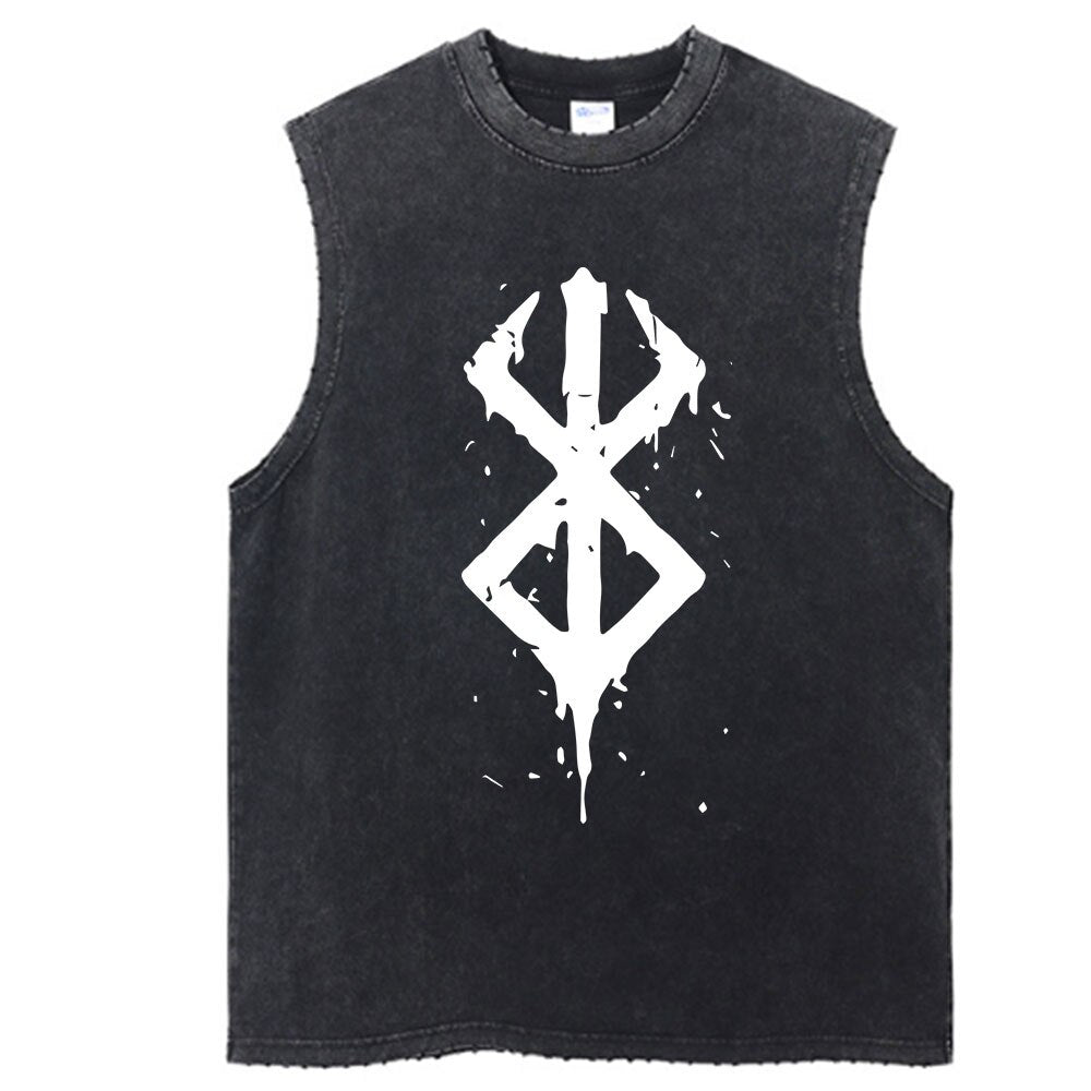 Berserk Anime Vintage Washed Guts Sleeves Tank Top