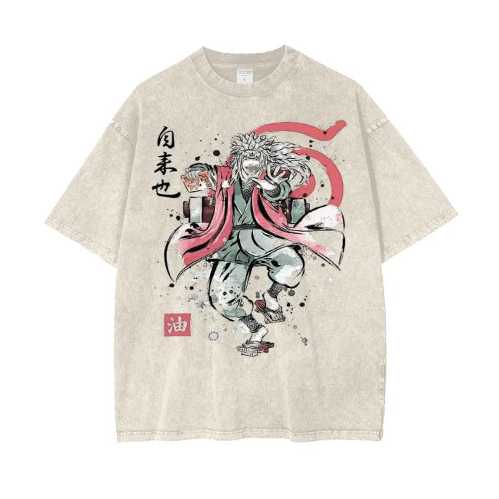 "TOAD SAGE" - Jiraiya -  Naruto Anime Vintage Washed Oversized T-Shirt
