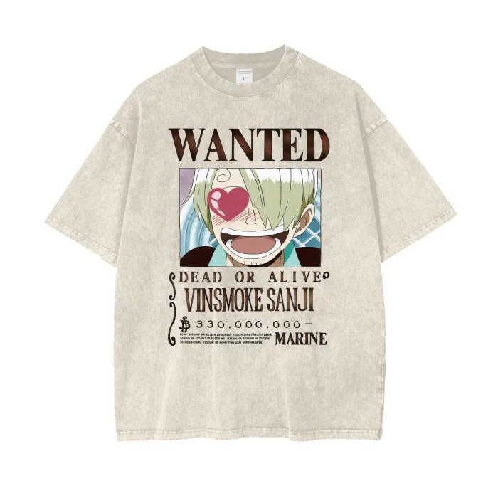 "DIABLE JAMBE" - Sanji - One Piece Anime Vintage Washed Oversized T-Shirts| 3 Colors