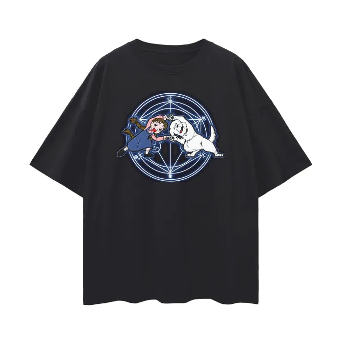 "FOUL" -  Nipper+Winry - Full Metal Alchemist Anime Oversized T-Shirts