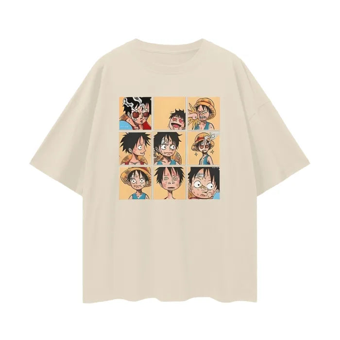 "LILL MONKEY" - Luffy One Piece Anime Oversized T-Shirts | 5 Colors - Alpha Weebs