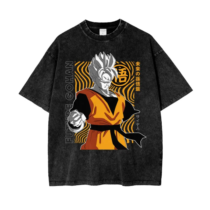 "LONE WOLF" - Gohan - Dragon Ball Anime Vintage Washed Oversized T-Shirt