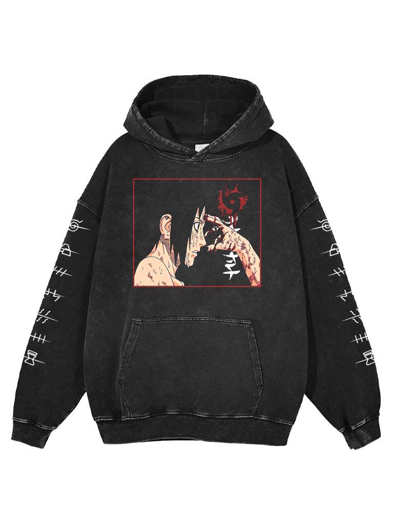 "SILENT GUARDIAN" -  Itachi Uchiha - Naruto Anime Vintage Washed Oversized Hoodie