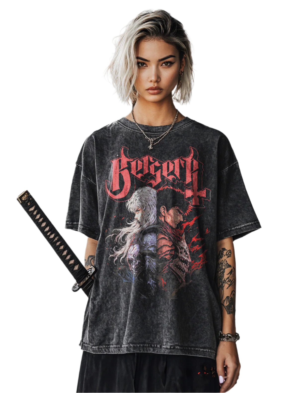 "GUTS-GRIFFITH" - Berserk Anime Vintage Washed Oversized T-Shirts