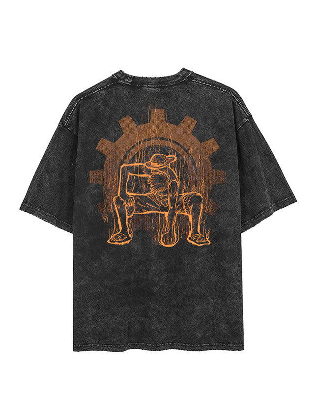 "KING'S PATH" - Monkey D. Luffy - One Piece Anime Vintage Washed Oversized T-Shirt