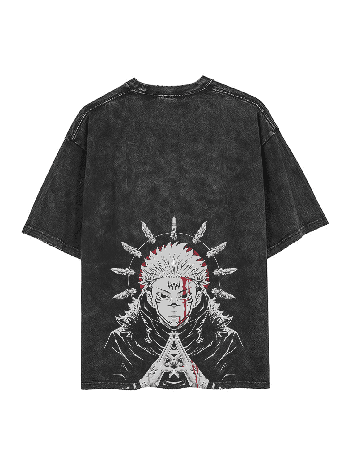 "DEMONIC DICTATOR" - Sukuna -  JJK Anime Vintage Washed Oversized T-Shirt