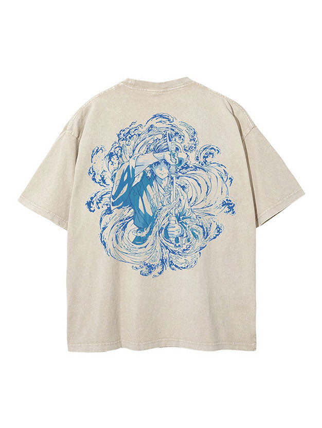 "AQUA ASSASSIN" - Tanjiro - Demon Slayer  Anime Vintage Washed Oversized T-Shirt