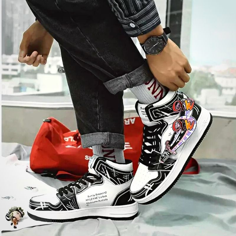 Anime - Streetwear - "AIR ZORO 1 -SHUSUI" - (High Top) - One Piece Anime Sneakers - Alpha Weebs