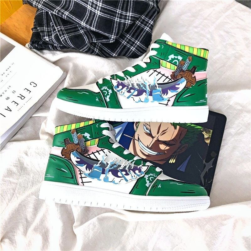 Anime - Streetwear - "AIR ZORO 1" - Wano (High Top) - One Piece Anime Sneakers - Alpha Weebs