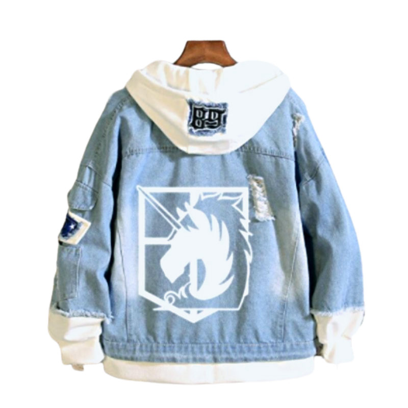 Anime - Streetwear - AOT Regiments Denim - Anime Oversized Hoodie | 4 Colors - Alpha Weebs