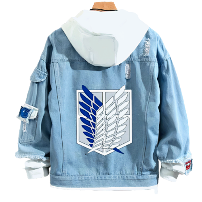 Anime - Streetwear - AOT Regiments Denim - Anime Oversized Hoodie | 4 Colors - Alpha Weebs