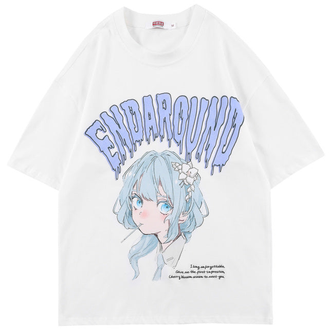 Anime - Streetwear - "ENDAROUND" Anime Girl T-Shirt | 3 Colors - Alpha Weebs