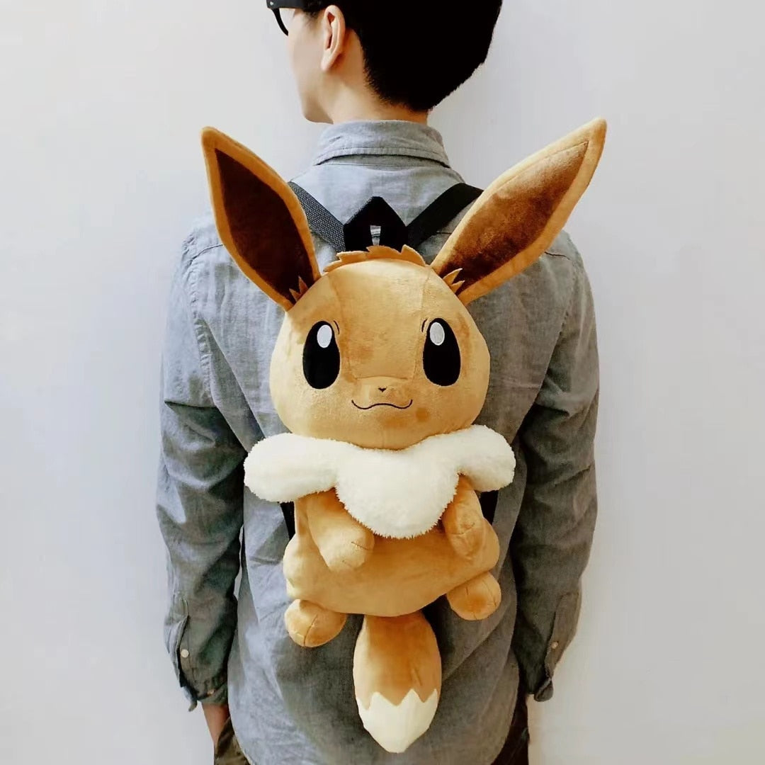 Cute Pokemon Backpack Kawaii Japanese Style Plush Bag Gengar Eevee Snorlax  Backpack Schoolbag Cosplay Props Fashion Gifts