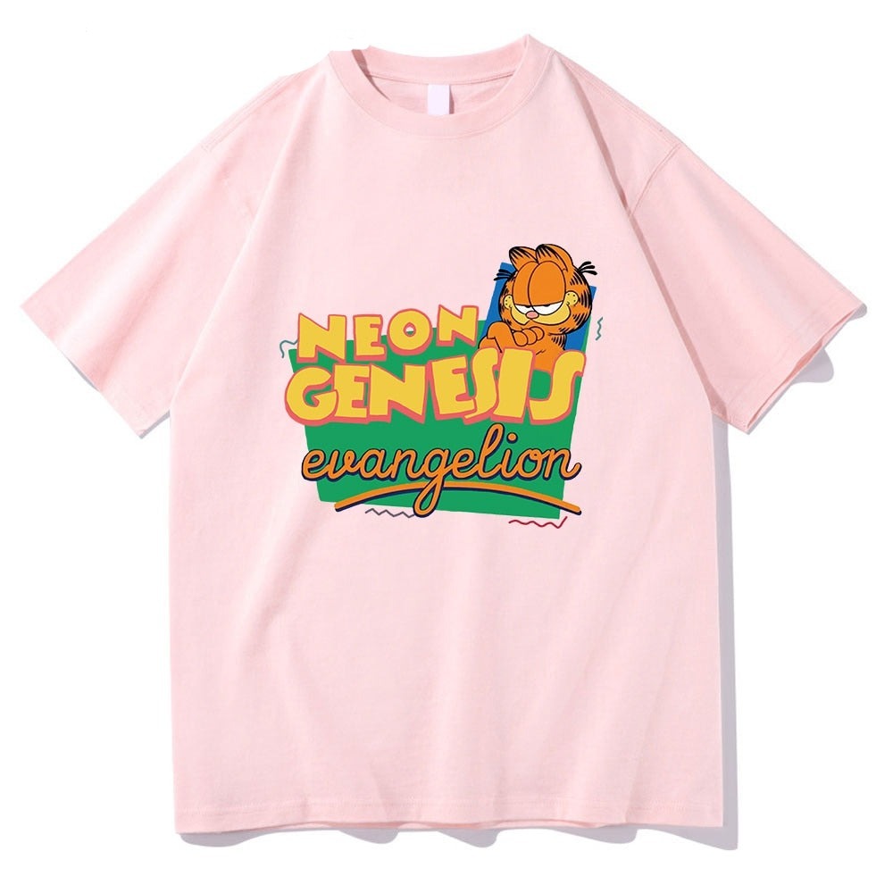 Anime - Streetwear - "MEWON GENESIS" - Anime Neon Genesis X Garfield T-Shirt | 4 Colours - Alpha Weebs