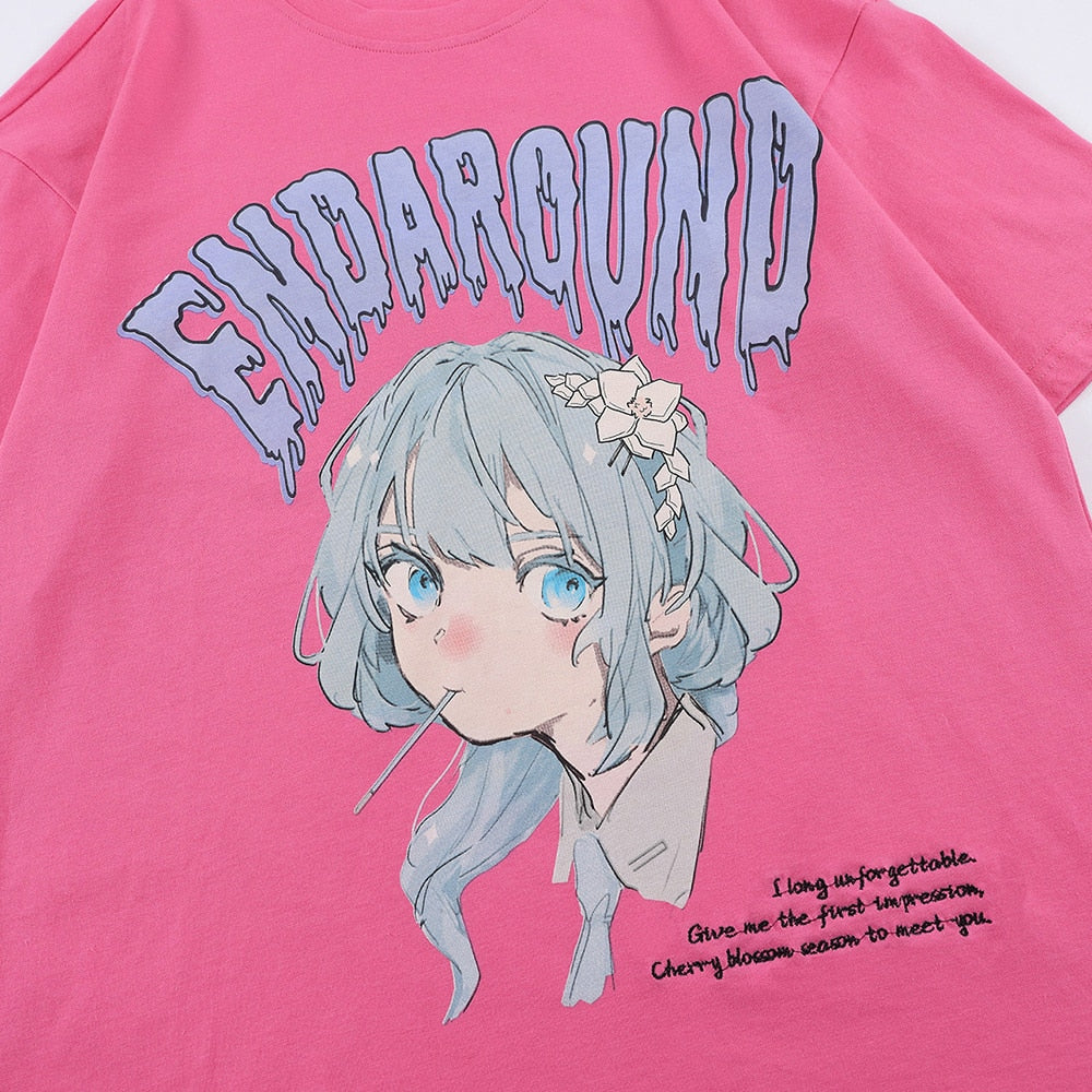 Anime - Streetwear - "ENDAROUND" Anime Girl T-Shirt | 3 Colors - Alpha Weebs