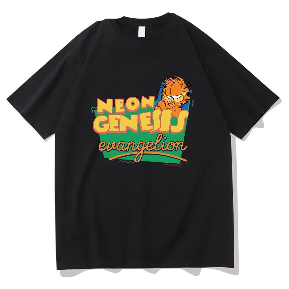 Anime - Streetwear - "MEWON GENESIS" - Anime Neon Genesis X Garfield T-Shirt | 4 Colours - Alpha Weebs