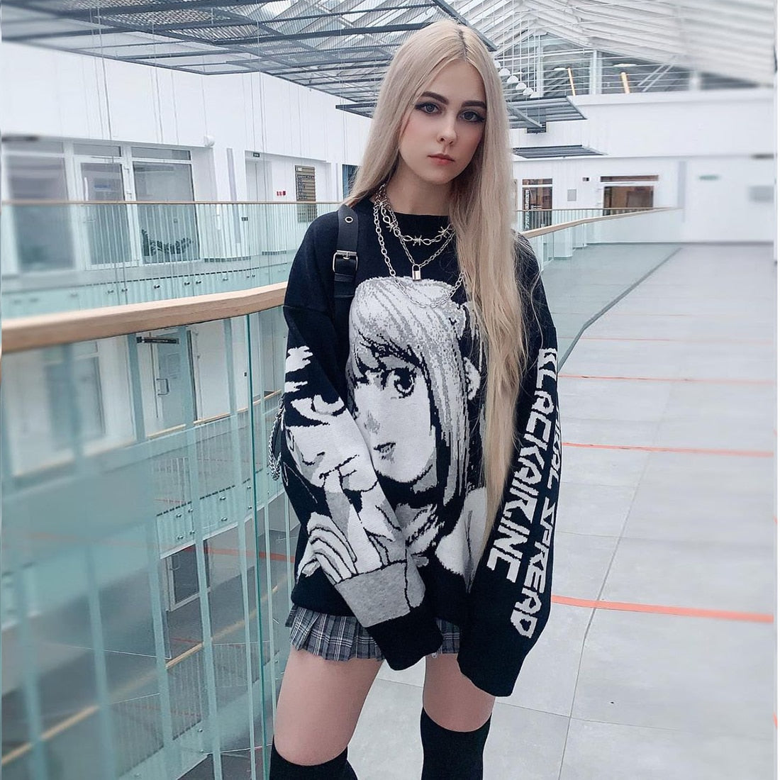 Anime - Streetwear - "BEAUTY & BRAINS" - L & Misa Knitted - Death Note Anime Sweater - Alpha Weebs