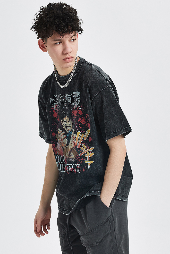 Anime - Streetwear - "BLOOD MANIPULATION" - Jujutsu Kaisen Anime Oversized Vintage Style T-Shirt - Alpha Weebs