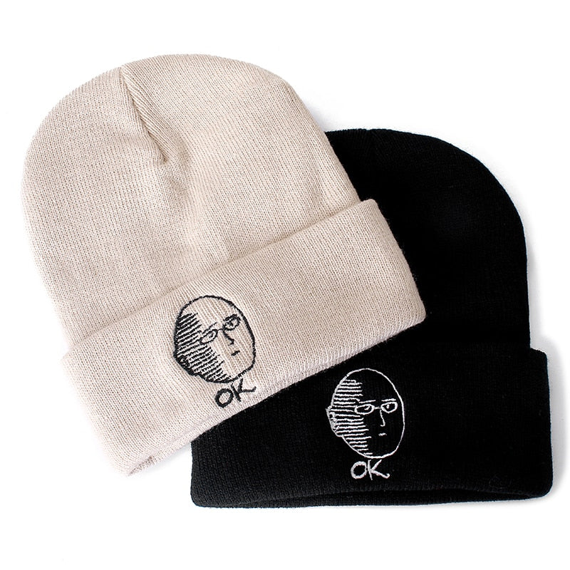 Anime - Streetwear - "OK" - One Punch Man - Anime Saitama Beanie | 2 Colors - Alpha Weebs