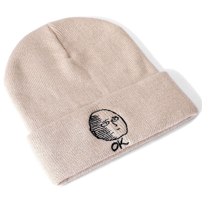 Anime - Streetwear - "OK" - One Punch Man - Anime Saitama Beanie | 2 Colors - Alpha Weebs