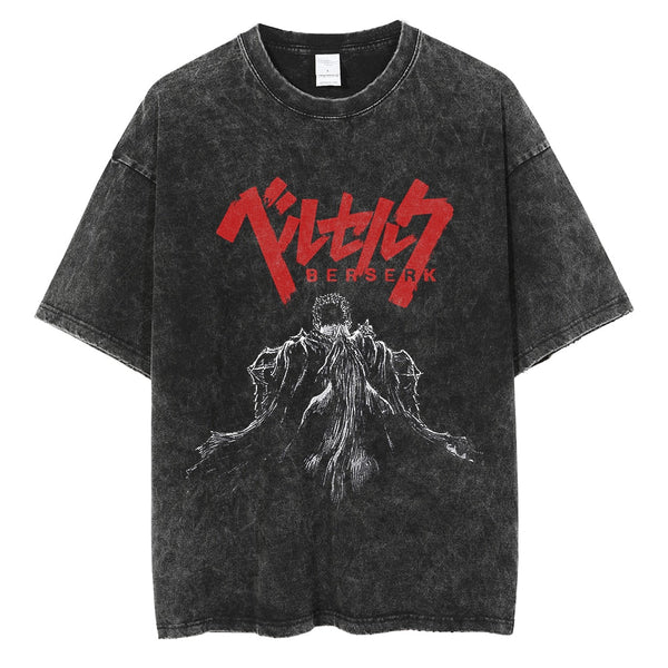 "CLASSIC WARRIOR" - Berserk Vintage Washed Guts Anime Oversized T-Shirt