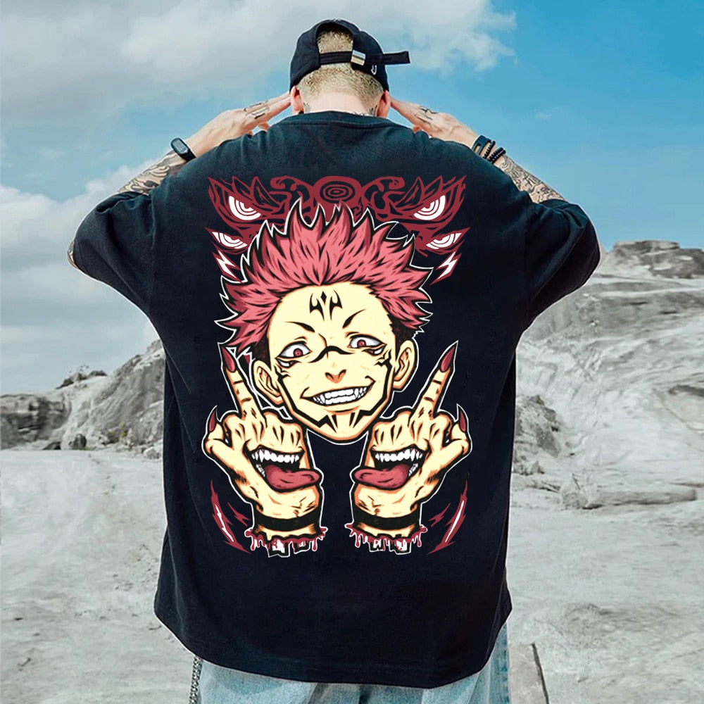 Anime - Streetwear - "LICKITY" - Jujutsu Kaisen Anime Sukuna Oversized T-Shirts | 5 Colors - Alpha Weebs